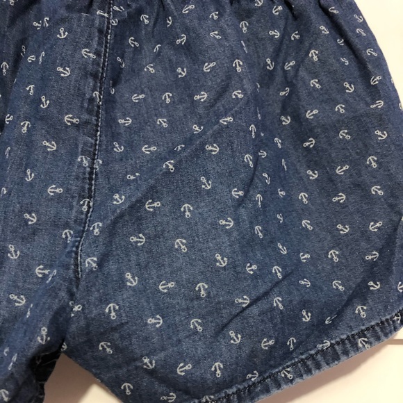 Blue flowy shorts with anchor pattern - Picture 3 of 4